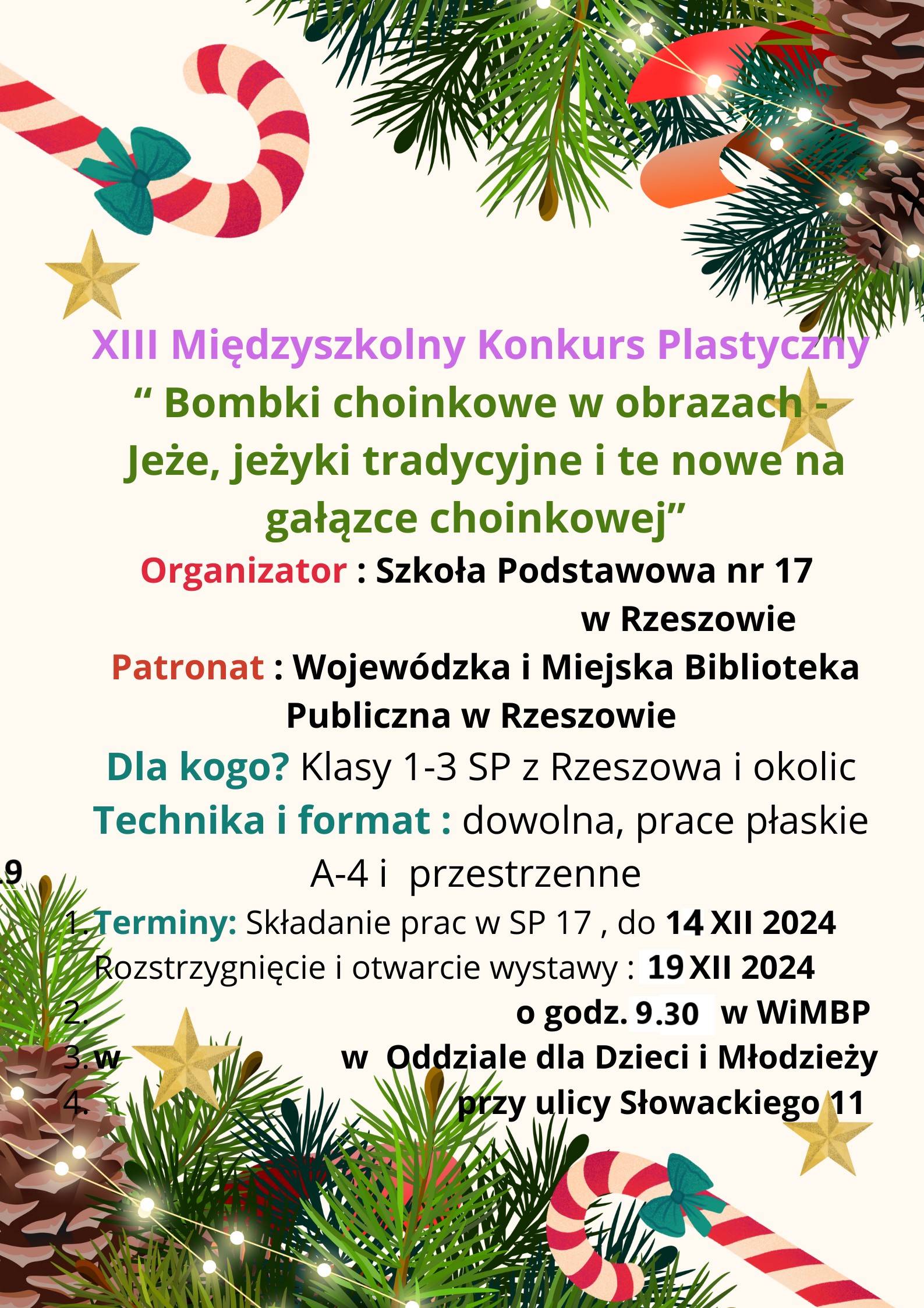 Plakat konkursu Bombki chionkowe w obrazach 2024